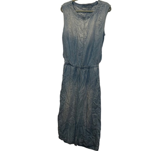 Anthropologie Cloth & Stone Chambray blue distressed-look Sleeveless jum… - Picture 1 of 6